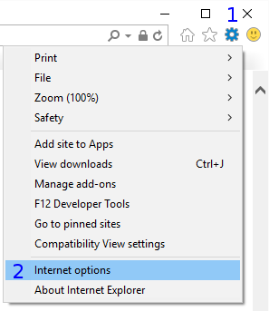 Internet Explorer: Tools / Internet options