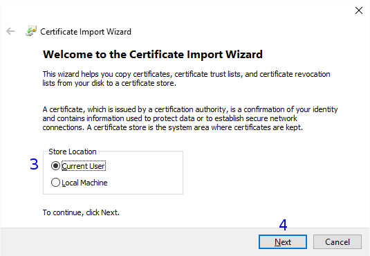 Windows: Certificate Import Wizard