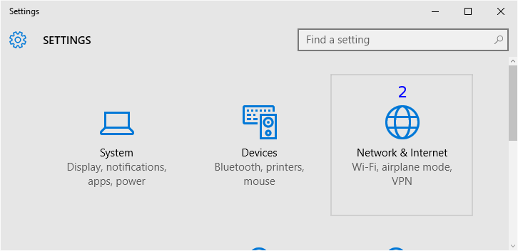 Windows: Settings / Network and Internet