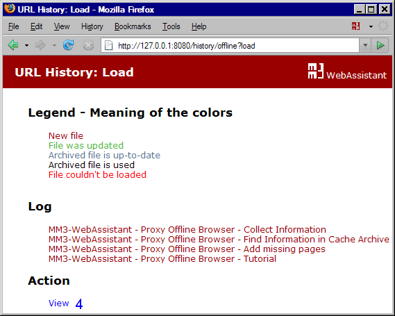 MM3-WebAssistant: URL History: Load